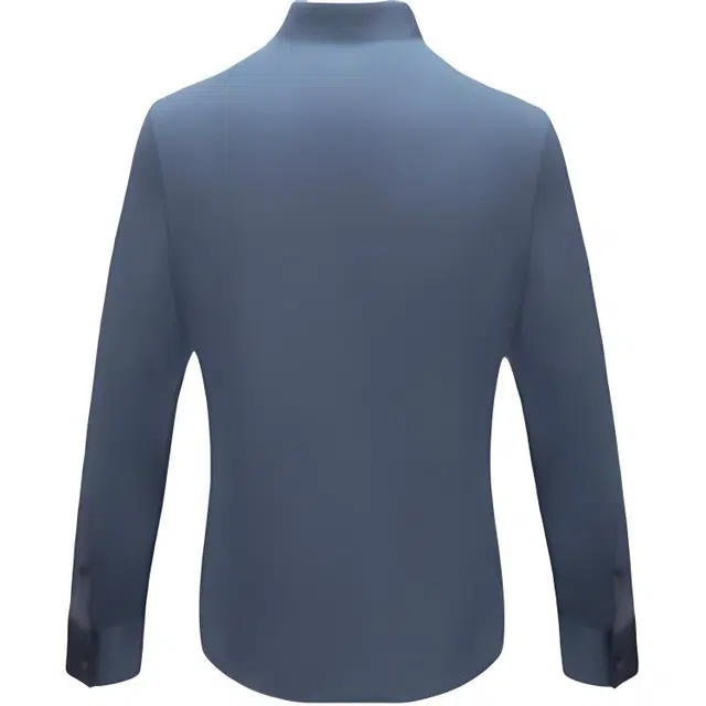 依文 纯色舒适速干长袖衬衫 男款 灰蓝色