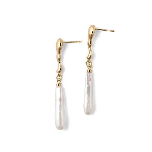 奥斯坦汀 巴洛克不规则法式耳骨气质 礼盒 淡水珍珠 耳环 女款