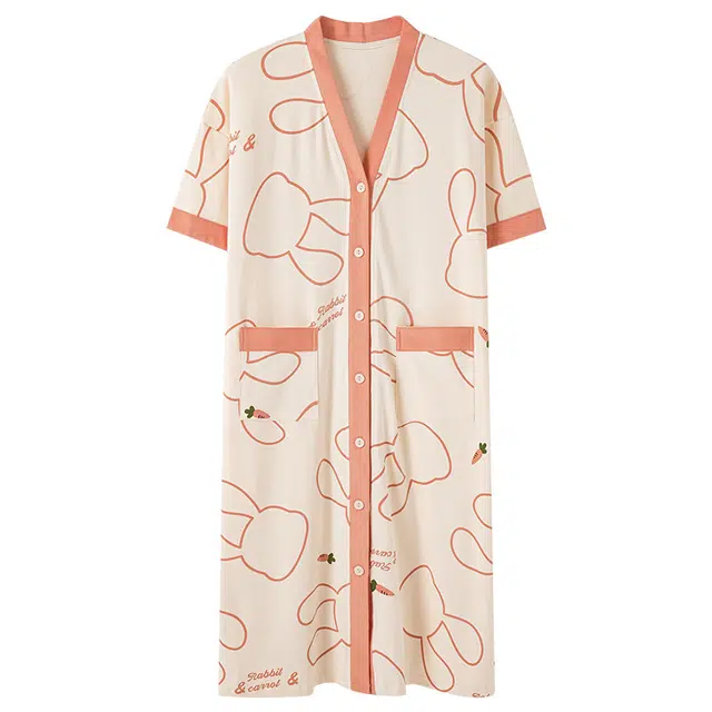 帕兰朵 舒适透气亲肤短袖睡裙 女款 桔红色