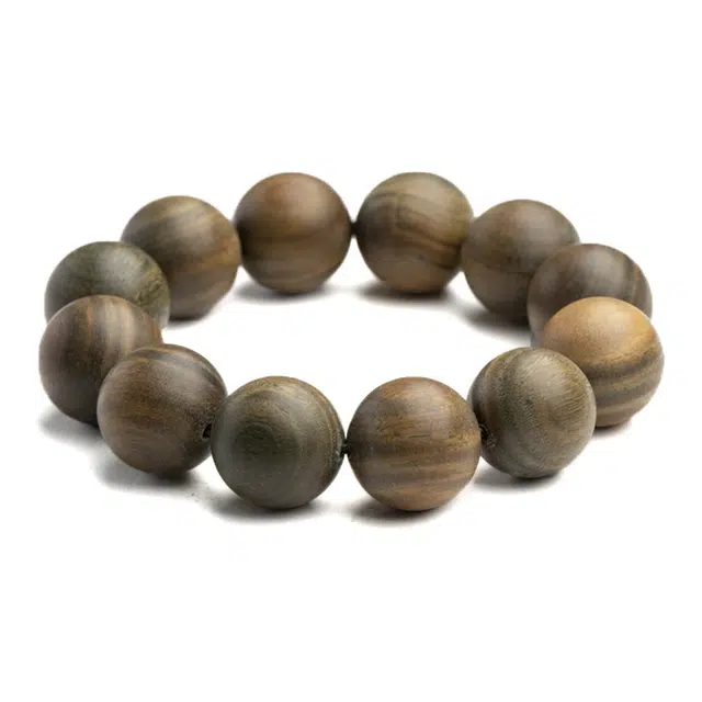 琉堇 国风大颗粒素圈串珠 新中式栖霞寺文玩佛珠 民族风禅意手持盘玩念珠 复古招财进宝把玩 檀木 木作手串 男女同款情侣款 绿檀