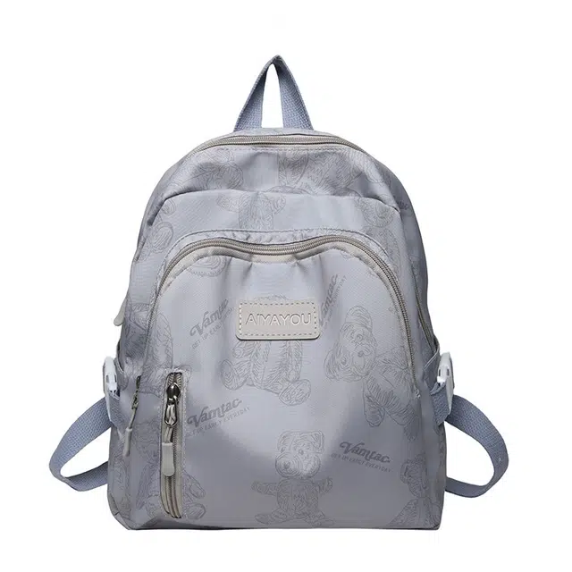 爱尔绅特 轻便印花学院风简约少女 尼龙 双肩包 常规 女款 白色 黑色