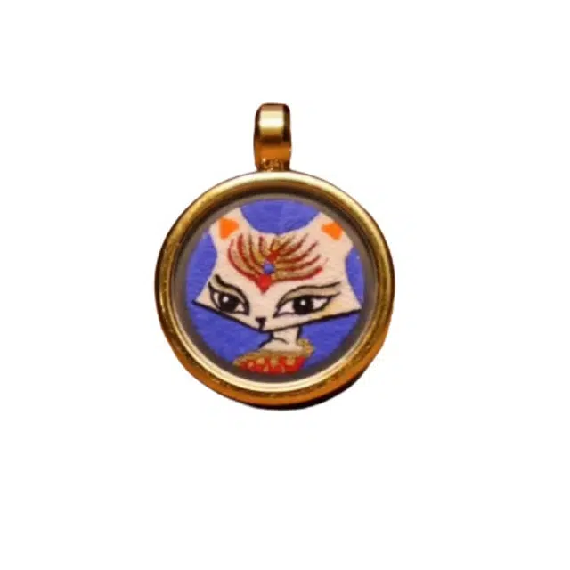 玉临门 新中式国转运纳福潮狐仙唐卡热贡手绘 合金 吊坠 男女同款情侣款