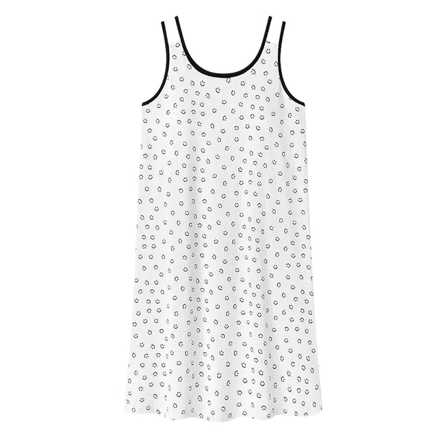 莫代尔 舒适亲肤透气自带胸垫防凸耐穿不易变形无袖背心居家休闲可外穿睡裙 女款 白色