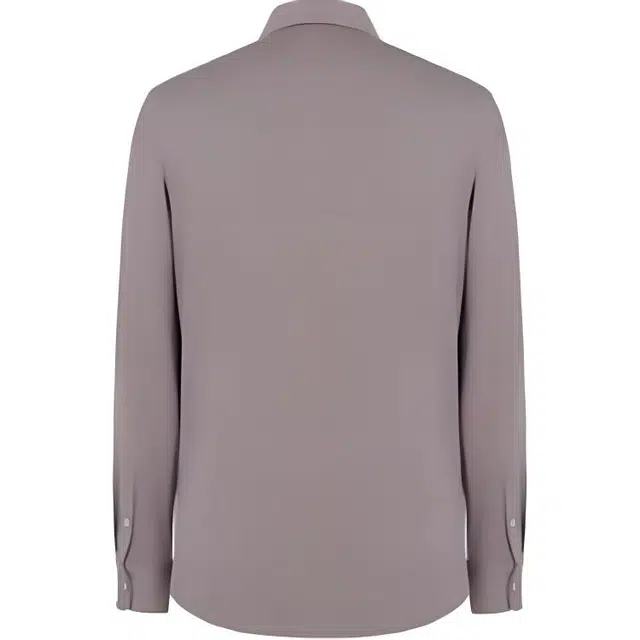 依文 纯色翻领微弹修身长袖衬衫 男款 咖啡色