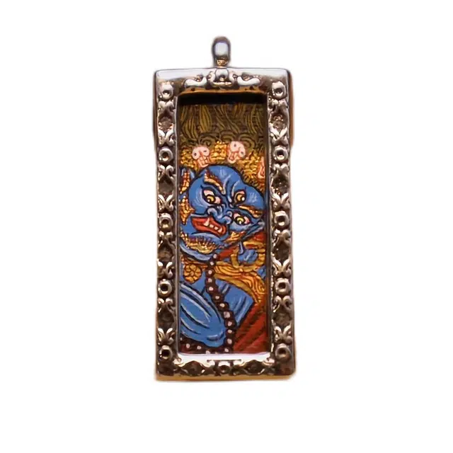 玉临门 国潮古风吉祥平安大黑天唐卡热贡手绘 合金 吊坠 男女同款情侣款