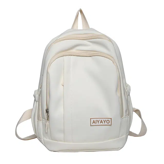 爱尔绅特 通勤简约纯色可爱少女 尼龙 双肩包 常规 男女同款情侣款 白色/粉色/黑色/黄色