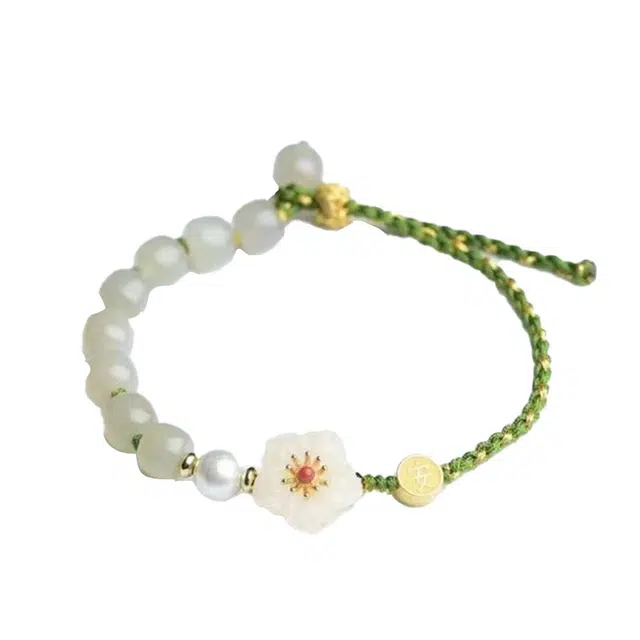 大唐国鼎 海棠花  轻奢小众高级感 新中式复古国风福气满满招财平安转运珠编 织物 手链 女款