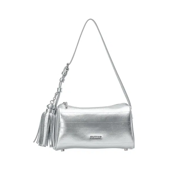西木汀 简爱 小众设计流苏潮流时尚 牛皮 单肩包 女款 镭射银/香槟金