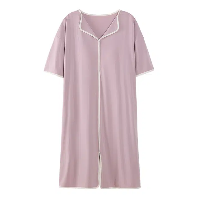 帕兰朵 带胸垫凉感翻领落肩短袖睡裙 女款