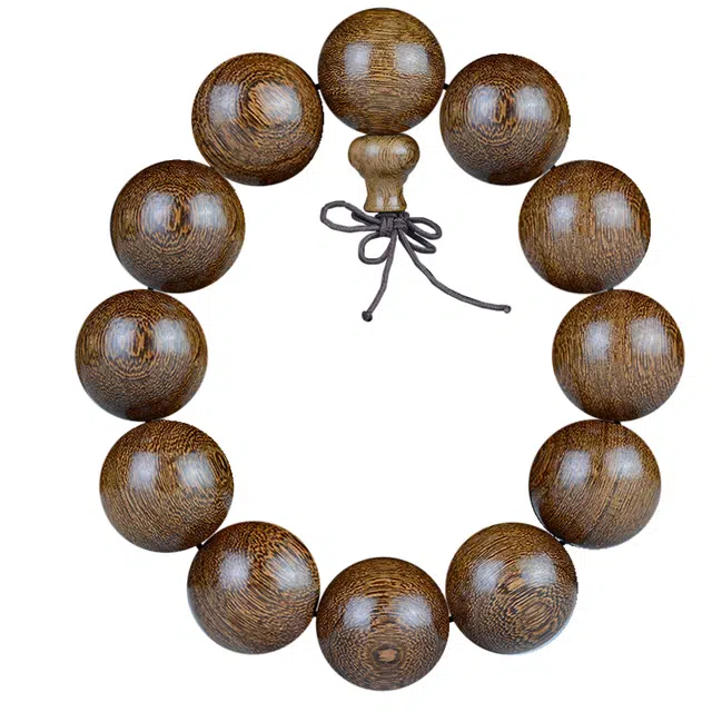 琉堇 栖霞寺金丝檀木单圈流苏佛珠 中式复古小众文玩古风汉服旗袍盘玩念珠 民族风转运珠 木作 手串 男女同款情侣款 绿檀