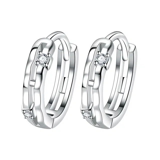 大唐国鼎 相守仰望 冷淡风小众简约百搭通勤  精致气质高级感莫比乌斯环设计素圈  合金 耳钉 女款