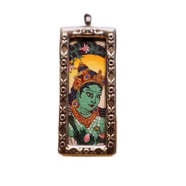 玉临门 新中式国潮转运纳福绿度母唐卡热贡手绘 合金 吊坠 男女同款情侣款