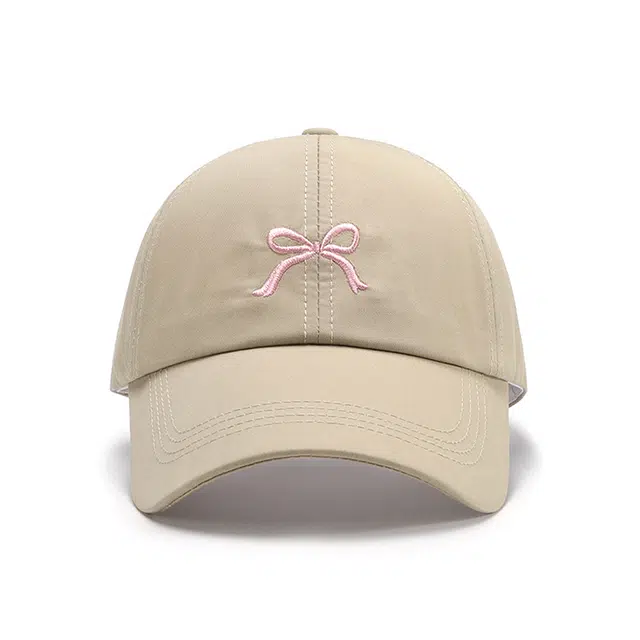 浪莎 纯欲风蝴蝶结刺绣软顶漏马尾空顶 棉 鸭舌帽 女款