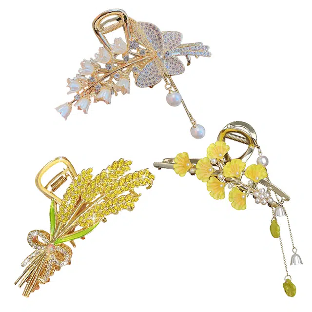 妖娆猫 新中式麦穗抓夹  套装头饰高端发卡 鲨鱼夹高级感 发夹 女款