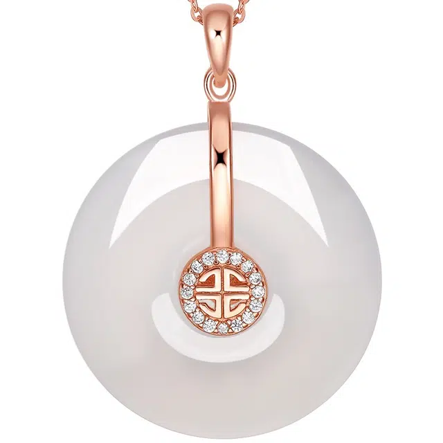 世纪缘珠宝 白月光平安扣 小众轻奢高级挂坠 玉髓 吊坠 女款