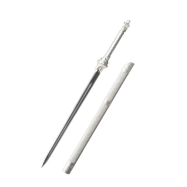 天子剑 少师剑 合金磨砂装饰杉木包布鞘 高锰钢单槽剑身未开刃摆件 成品模型