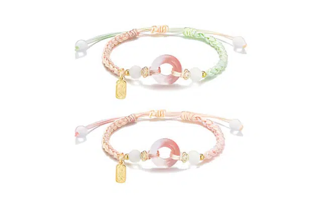 尚银福 福牌平安扣 复古民族风配饰 好运连连小众创意设计感手饰 织物 手链 男女同款情侣款