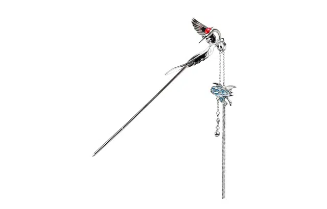 大唐国鼎 仙鹤祥云 国潮复古新中式小众设计高级感 光面立体展翅高飞双流苏祥云不对称 发簪 女款