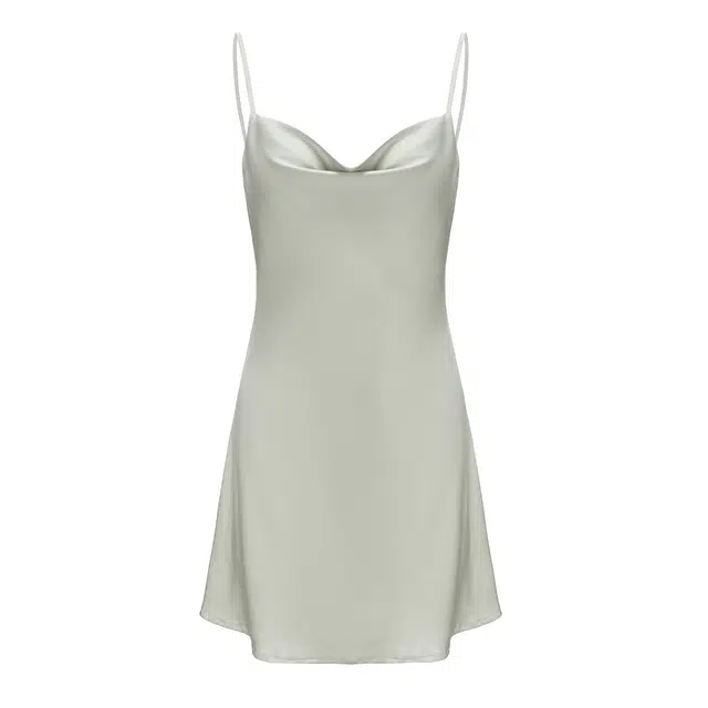 水中花 亲肤丝滑无袖吊带薄款睡裙 女款 豆绿