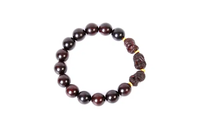 檀欣 国潮禅意不听不说不看小和尚文玩佛珠 高端红木雕刻迷你不佛纳福平安 手串 男女同款情侣款 紫檀 礼盒装