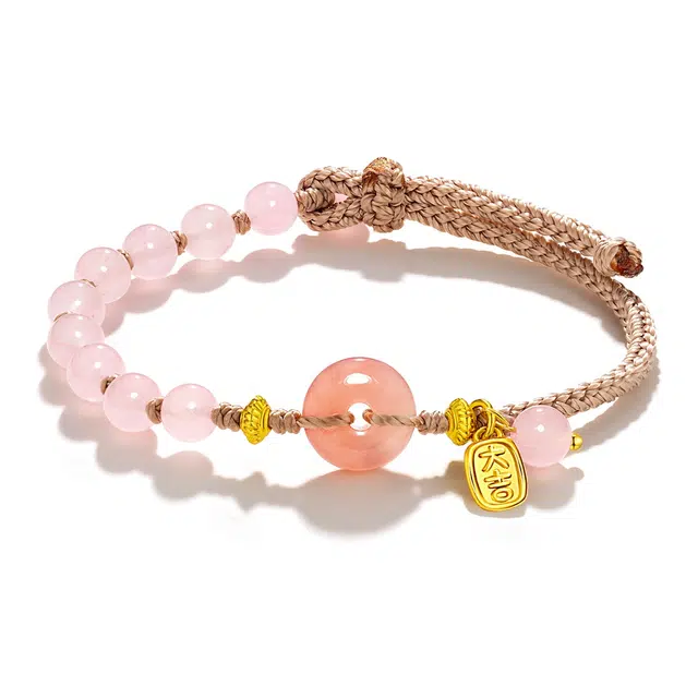 谧月珠宝 如意平安扣 新中式国潮简约可调节 转运精致轻奢复古小众设计 玛瑙 玉石手链 男女同款情侣款
