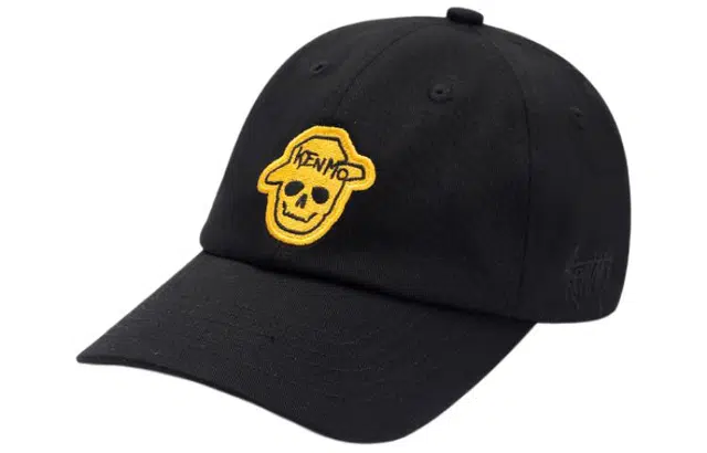 肯默 纯色软顶趣味骷髅贴标嘻哈潮流 鸭舌帽 男女同款情侣款