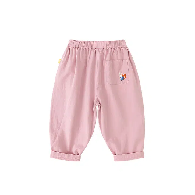 儿童 嘟嘟家 卡通刺绣纯色松紧腰宽松休闲婴幼儿长裤