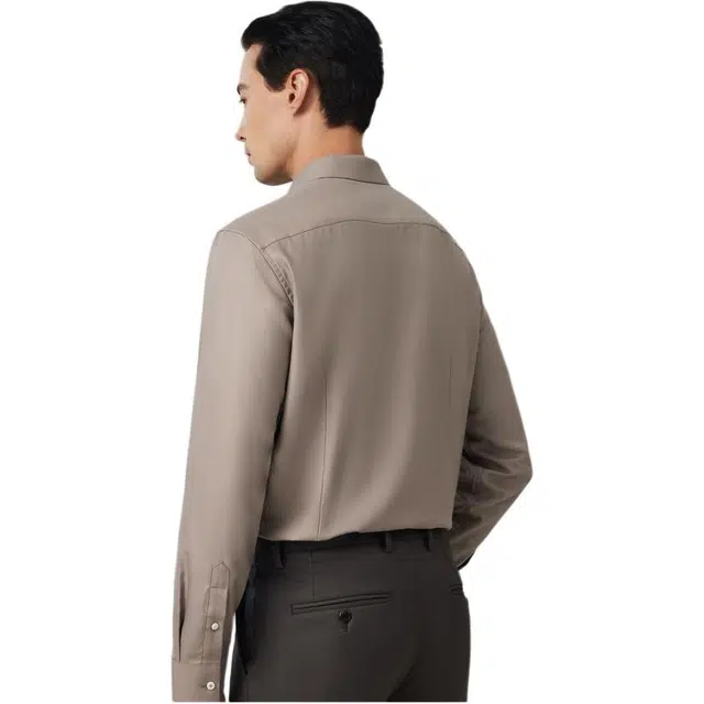 依文 尖领商务休闲长袖衬衫 男款 卡其