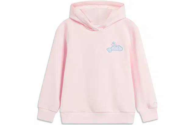 李宁儿童 童装 运动生活系列 卡通印花套头连帽卫衣 儿童款 淡玫瑰粉