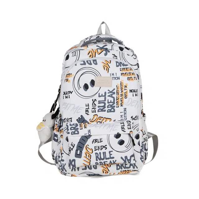 爱尔绅特 小清新涂鸦休闲大容量高中生大学生 尼龙 背包双肩包书包旅行包  常规 男女同款情侣款