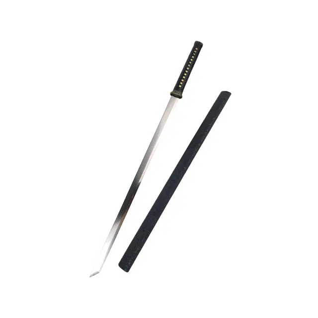 天子剑 素装唐横刀 杉木包布鞘 合金电镀装饰 高锰钢刀身 未开刃摆件 成品模型