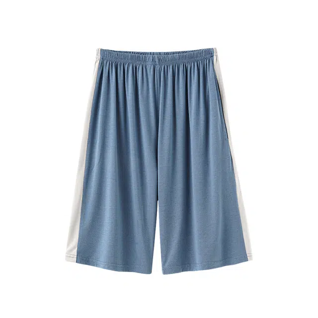 睦隆世家 休闲轻薄透气亲肤舒适可外穿双口袋五分睡裤 男款 天蓝色