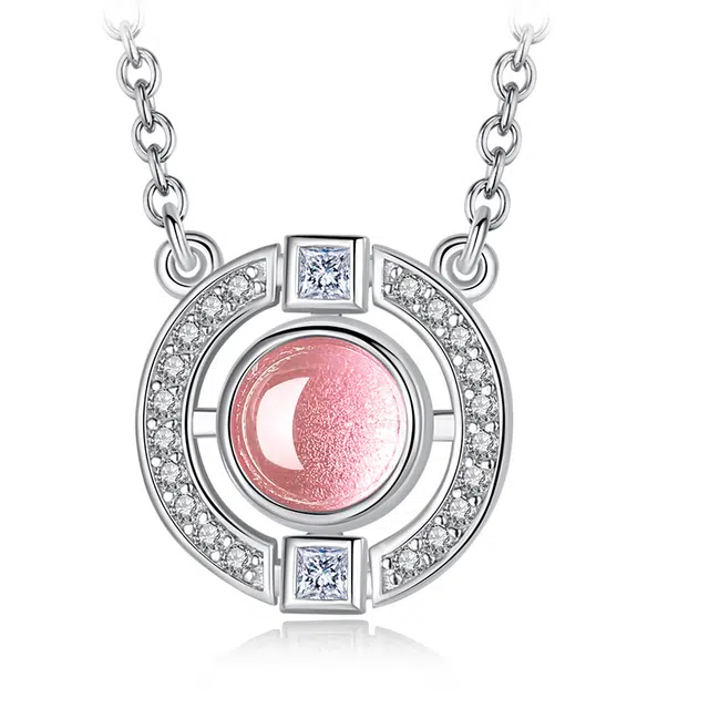 东方佳人 年华似水 水滴芙蓉石吊坠 转运粉晶锁骨链女轻奢高级感首饰古风设计感不掉色新中式优雅复古平安小众 水晶 玉石项链 女款