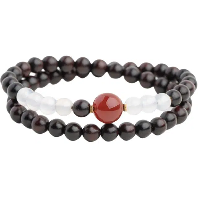 仙源 转运珠 招财进宝新中式高级感文玩盘玩佛珠 平安福手链 檀木 木作手串 男女同款情侣款 紫檀