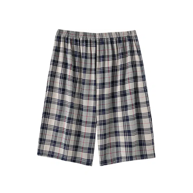 睦隆世家 休闲格子透气舒适亲肤舒适可外穿双口袋睡裤 男款 灰色