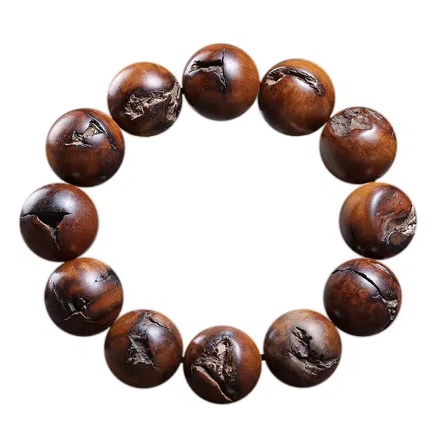 吉千年 满雷痕念珠道家文玩 雷击木枣木 木作手串 男女同款情侣款 檀木