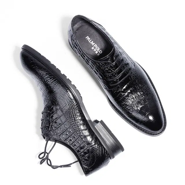 圣大骑士 牛皮革 尖头舒适百搭通勤潮流 正装皮鞋 男款 黑色