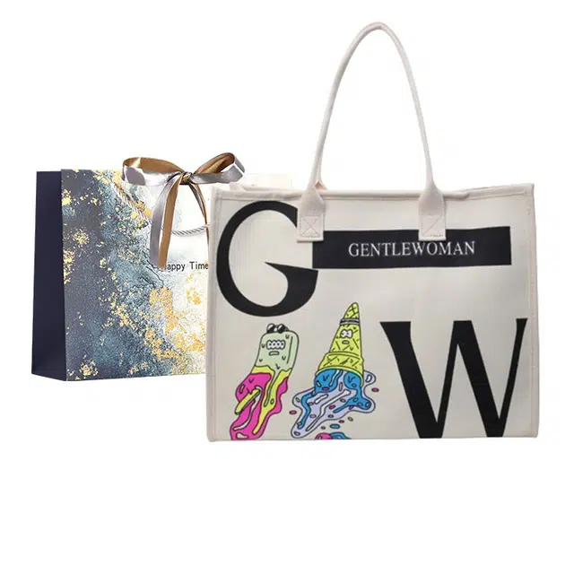 伊曼家 休闲包包女大容量通勤托特包百搭大包 帆布 帆布包单肩包 女款 米白色/浅灰色/卡其色/黑色