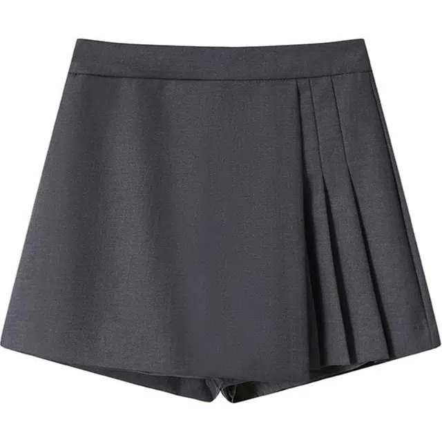轻迎 纯色简约舒适百褶休闲短裙 女款 灰色