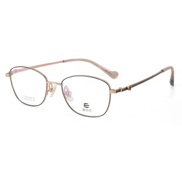 康视顿 轻盈舒适 钛板材镜架 不规则形 光学镜架 女款 黑金色 酒红金 亮金色