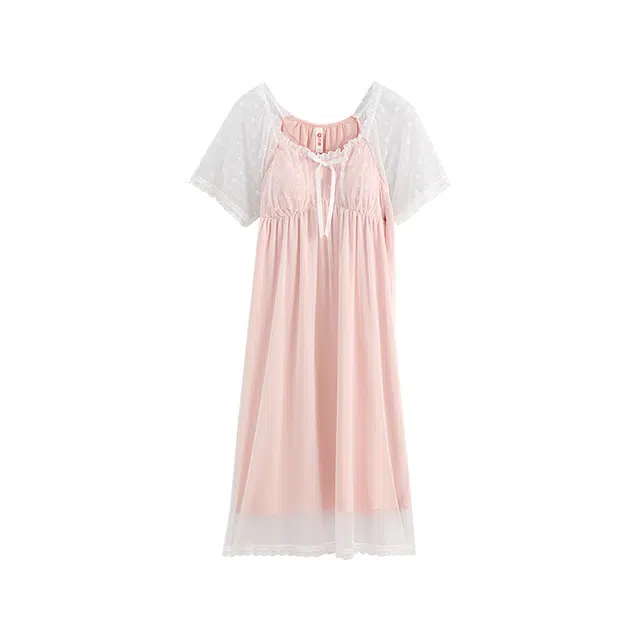 芬腾 带胸垫蕾丝花边休闲短袖家居服睡裙 女款