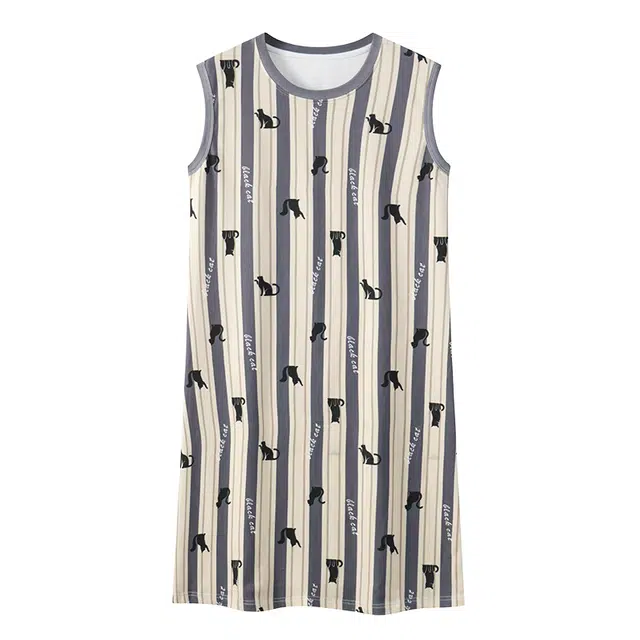 睦隆世家 透气轻薄休闲韩系无袖背心裙带胸垫防凸点可外穿夏季睡裙 女款 杏色