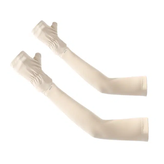 南极人 冰丝袖套夏天护手臂宽松可拆卸半指手套两件套防滑薄款开车凉感 防晒袖 女款