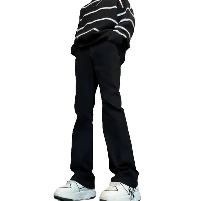 八哥 高街简约基础款水洗做旧弯刀裤中腰透气直筒纯色破洞百搭宽松弹力垂感黄泥染微喇牛仔裤 男女同款