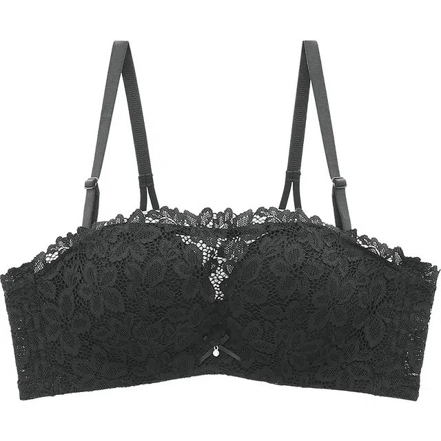 都市丽人 小花心蕾丝无钢圈性感小胸聚拢可拆卸肩带抹胸内衣文胸 女款