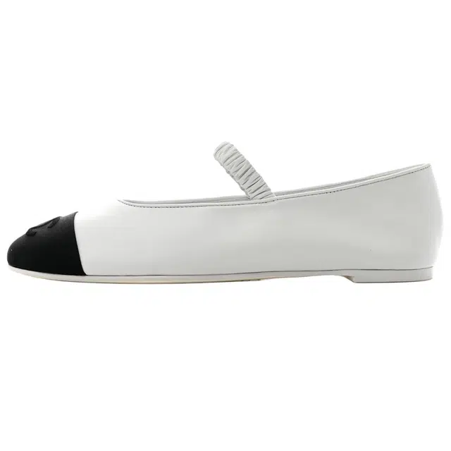CHANEL Mary Jane Flat Lambskin White