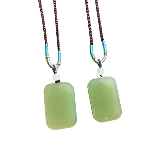 舒杰 平安牌项链 和田玉 小众国潮 男女同款情侣款 青白玉