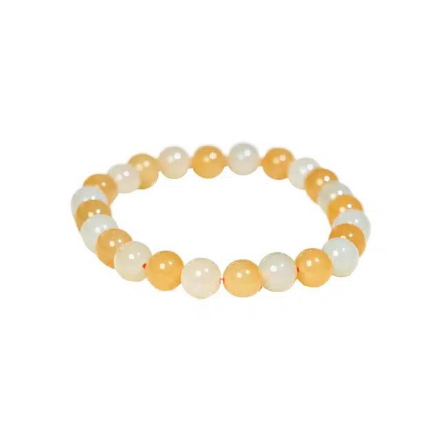 舒杰 糖白手串 和田玉 小众多巴胺手饰 男女同款情侣款 糖玉