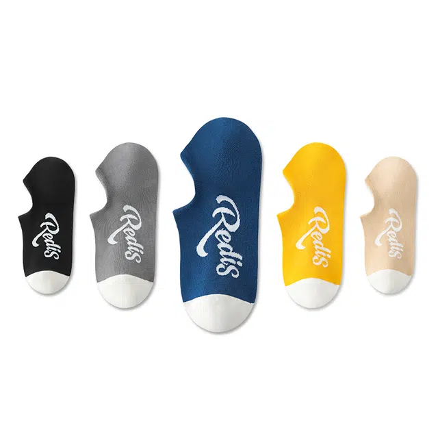 洛·恋 简约纯色字母印花薄款透气亲肤舒适吸汗防臭硅胶不掉跟浅口隐形船袜 男款