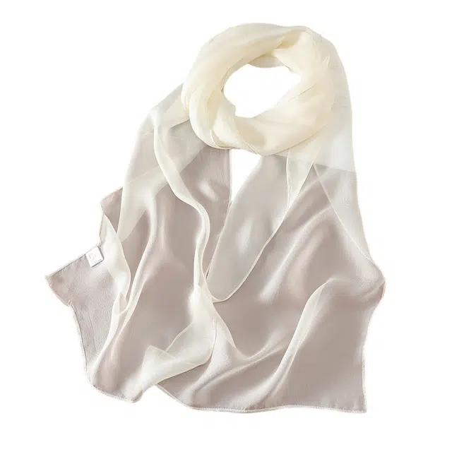 杭丝路 小长条薄款护颈脖子防晒 桑蚕丝 丝巾 女款 白色